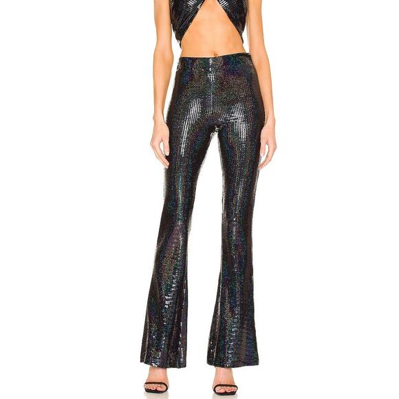 Dodo Bar Or Gabrielle Pants Mirror Sequin Size IT 42 EU 38 US XS Black Shimmer - Picture 1 of 10